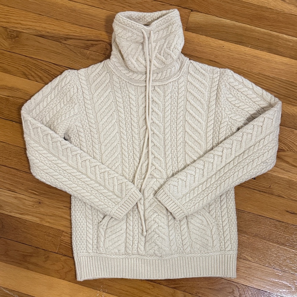 Aran Mor Ireland Cream Cable Knit Merino Wool Sweater